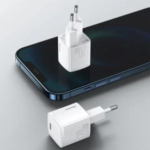شارژر دیواری 20 وات بیسوس مدل GAN5 mini به همراه کابل تبدیل usb-c