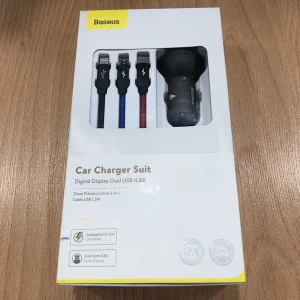 شارژر فندکی باسئوس مدل TZCCBX-0G به همراه کابل تبدیل microUSB/ USB-C / لایتنینگ