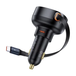 شارژر فندکی 60 وات بیسوس مدل Retractable به همراه کابل USB-C
