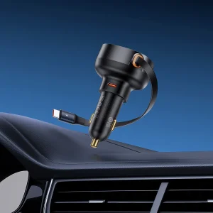 شارژر فندکی 60 وات بیسوس مدل Retractable به همراه کابل USB-C