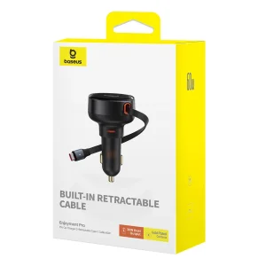 شارژر فندکی 60 وات بیسوس مدل Retractable به همراه کابل USB-C