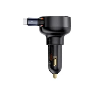 شارژر فندکی 60 وات بیسوس مدل Retractable به همراه کابل USB-C