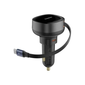 شارژر فندکی 60 وات بیسوس مدل Retractable به همراه کابل USB-C