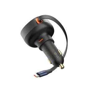 شارژر فندکی 60 وات بیسوس مدل Retractable به همراه کابل USB-C