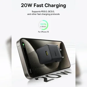 شارژر دیواری 20 وات بیسوس مدل 20W Palm به همراه کابل USB-C