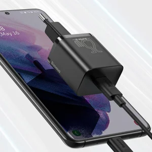 شارژر دیواری باسئوس Quick Charger 25W به همراه کابل تبدیل  usb-c