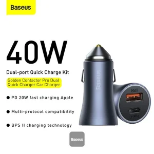 شارژر فندکی 40 وات 2 پورت بیسوس مدل CCJDZ-CX