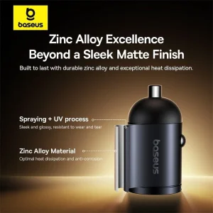 شارژر فندکی 30 وات دو پورت بیسوس مدل Tiny Star VCHXX-UC
