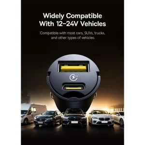 شارژر فندکی 30 وات دو پورت بیسوس مدل Tiny Star VCHXX-UC