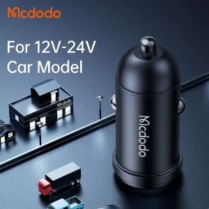 شارژر فندکی 30 وات مک دودو مدل MCA8 به همراه کابل تبدیل USB-C به لایتنینگ