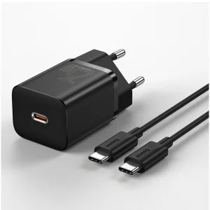 شارژر دیواری باسئوس مدل CCSUP-L02 به همراه کابل تبدیل USB-C
