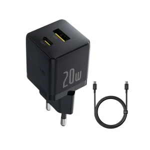 شارژر دیواری 20 وات دو پورت بیسوس مدل CCZC20UE  به همراه کابل usb-C