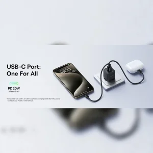 شارژر دیواری 20 وات دو پورت بیسوس مدل CCZC20UE  به همراه کابل usb-C