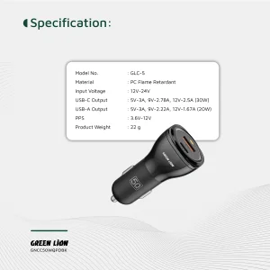 شارژر فندکی ۵۰ وات دو پورت گرین لاین مدل Dual Port Car Charger 50W