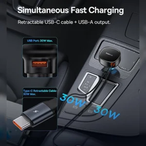 شارژر فندکی 60 وات بیسوس مدل  CCTXP-UC