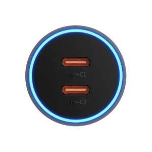 شارژر فندکی 60 وات بیسوس مدل Dual USB-C CGJM000213