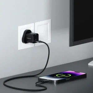 شارژر دیواری 20 وات پاورولوجی مدل PWCUQC016-L به همراه کابل لایتنینگ