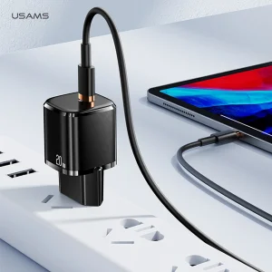 شارژر دیواری یوسمز مدل TU36PD-20W به همراه کابل تبدیل لایتنینگ