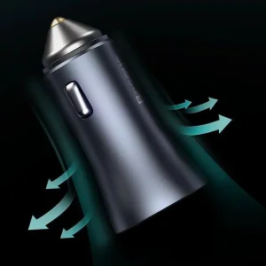 شارژر فندکی باسئوس مدل tzccjd-0g به همراه کابل تبدیل USB-C