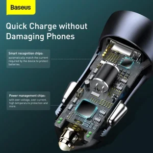 شارژر فندکی باسئوس مدل tzccjd-0g به همراه کابل تبدیل USB-C