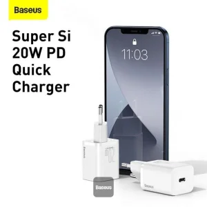 شارژر دیواری باسئوس مدل TZCCSUP-20W به همراه کابل تبدیل لایتنینگ