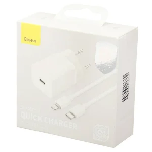 شارژر دیواری باسئوس مدل TZCCSUP-20W به همراه کابل تبدیل لایتنینگ