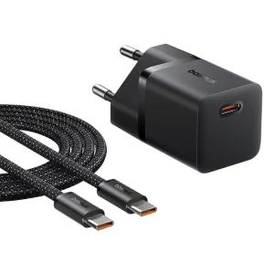 شارژر دیواری 25 وات بیسوس مدل GaN5 mini به همراه کابل تبدیل تایپ سی