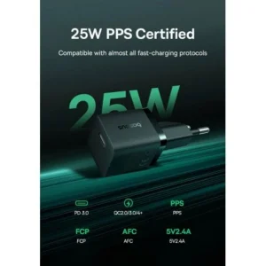 شارژر دیواری 25 وات بیسوس مدل GaN5 mini به همراه کابل تبدیل تایپ سی
