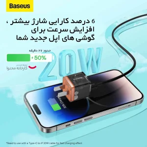 شارژر دیواری 20 وات بیسوس مدل GAN5 Fast Charger