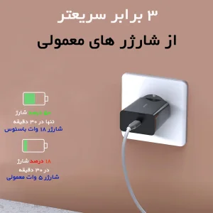 شارژر دیواری باسئوس مدل Quick Charger 18W به همراه کابل تبدیل لایتنینگ