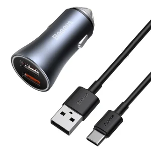 شارژر فندکی باسئوس مدل tzccjd-a0g به همراه کابل تبدیل USB-C