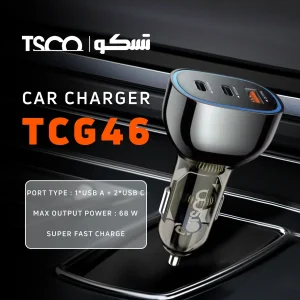 شارژر فندکی 68 وات سه پورت تسکو مدل TCG 46