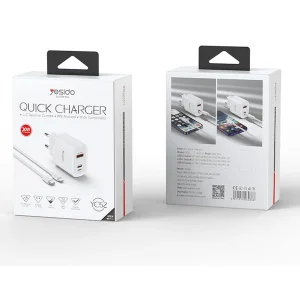 شارژر دیواری 20 وات یسیدو مدل YC52 به همراه کابل لایتنینگ
