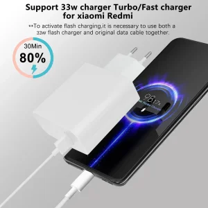 شارژر دیواری شیائومی مدل NOTE 10 PRO (33واتی) به همراه کابل تبدیل USB-C
