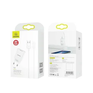 شارژر دیواری 10 وات یوسمز مدل T21L به همراه کابل لایتنینگ