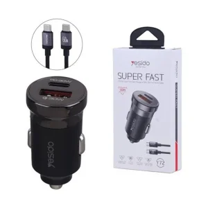 شارژر فندکی 60 وات دو پورت یسیدو مدل Y72 به همراه کابل USB-C