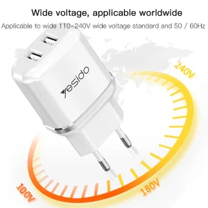 شارژر دیواری یسیدو مدل YC26 به همراه کابل تبدیل microUSB
