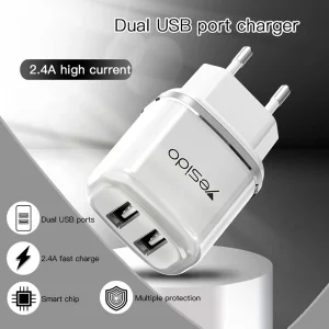 شارژر دیواری یسیدو مدل YC26 به همراه کابل تبدیل microUSB