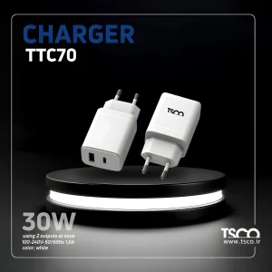شارژر دیواری ۳۰ وات تسکو مدل TTC 70