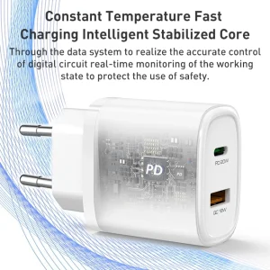 شارژر دیواری 20 وات یسیدو مدل YC47 به همراه کابل لایتنینگ