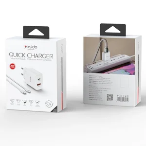شارژر دیواری 20 وات یسیدو مدل YC47 به همراه کابل لایتنینگ