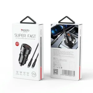 شارژر فندکی 60 وات یسیدو مدل Y55 به همراه کابل USB-C