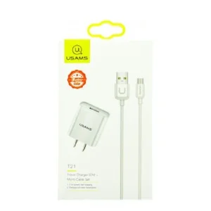 شارژر دیواری یوسمز مدل T21 به همراه کابل تبدیل microUSB