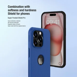 کاور نیلکین مدل  Frosted Shield Pro LogoCut مناسب برای گوشی موبایل اپل IPhone 15 Pro