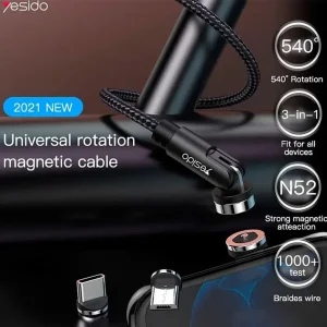 کابل تبدیل مغناطیسی USB به microUSB / USB-C / لایتنینگ یسیدو مدل CA68 طول 1 متر