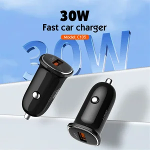 شارژر فندکی 30 وات الدینیو مدل C105 به همراه کابل USB-C