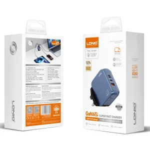 شارژر دیواری 65 وات 4 پورت الدینیو مدل Q7 به همراه کابل USB-C