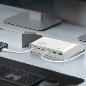 شارژر رومیزی 120وات الدینیو مدل HUB CHARGER Q605