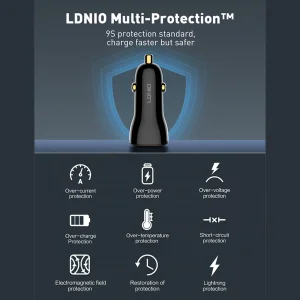 شارژر فندکی 60 وات الدینیو مدل C103 به همراه کابل USB-C