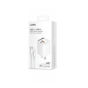 شارژر دیواری 20 وات الدینیو مدل A2318M MFI به همراه کابل لایتنینگ
